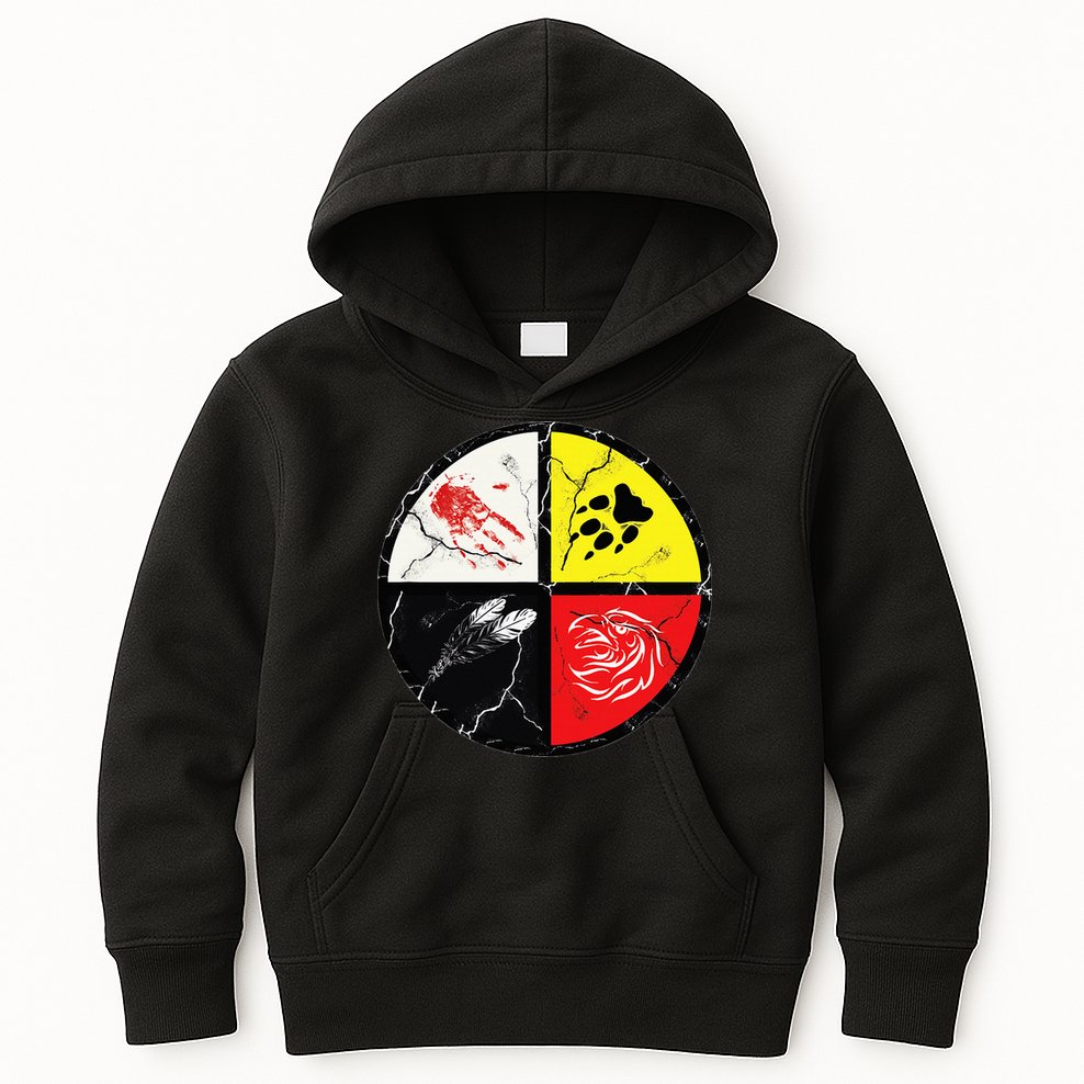 Native American Words Of The Medicine Wheel 1 Kids Hoodie