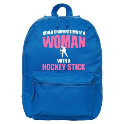 Never A With A Hockey Stick Hockey Stick Meaningful Gift 16 in Basic Backpack