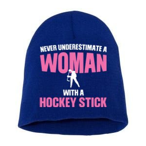 Never A With A Hockey Stick Hockey Stick Meaningful Gift Short Acrylic Beanie