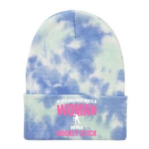 Never A With A Hockey Stick Hockey Stick Meaningful Gift Tie Dye 12in Knit Beanie