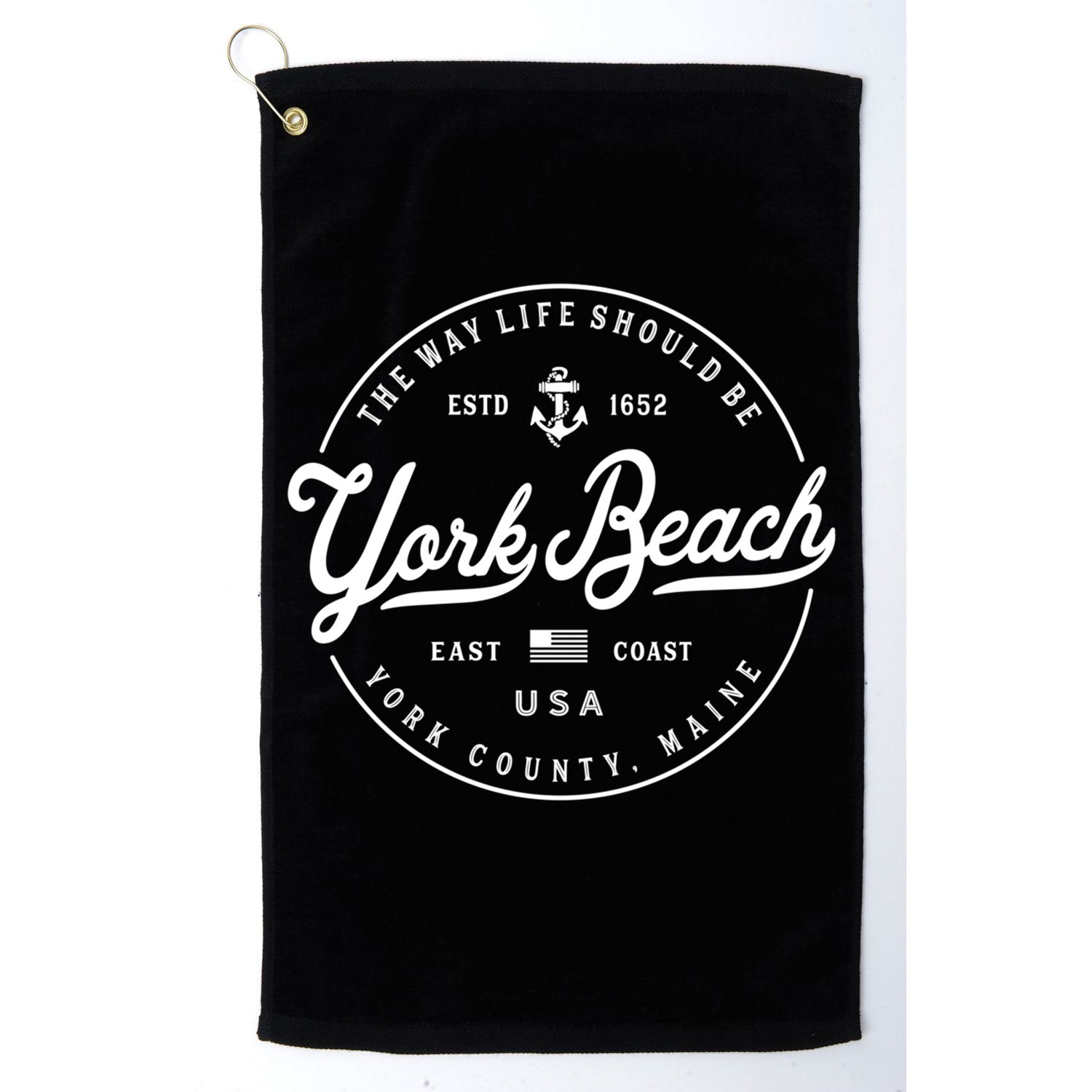 Nautical Anchor York Beach Maine Travel Vacation Funny Gift Golf Towel