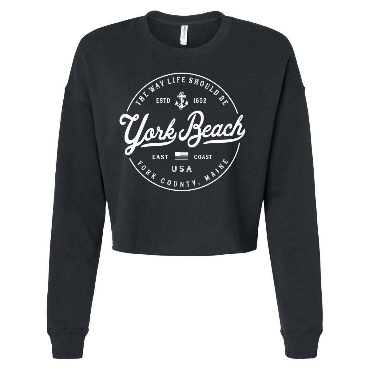 Nautical Anchor York Beach Maine Travel Vacation Funny Gift Cropped Pullover Crew