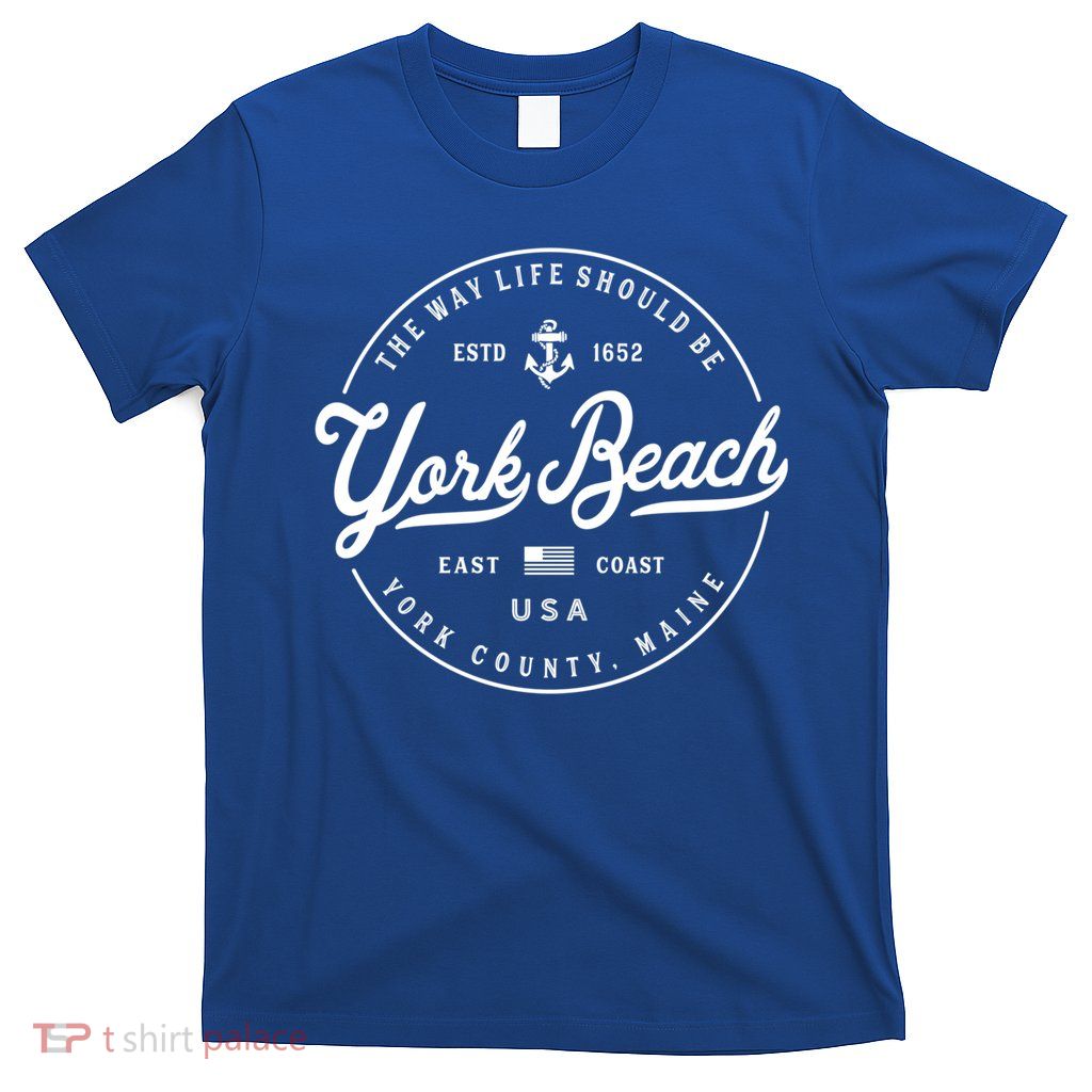 Nautical Anchor York Beach Maine Travel Vacation Funny Gift T-Shirt