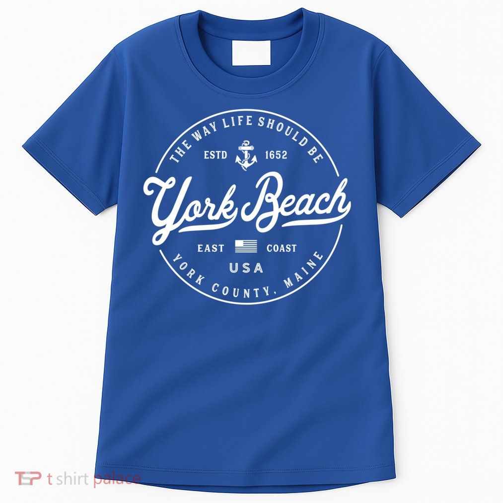 Nautical Anchor York Beach Maine Travel Vacation Funny Gift Tall T-Shirt