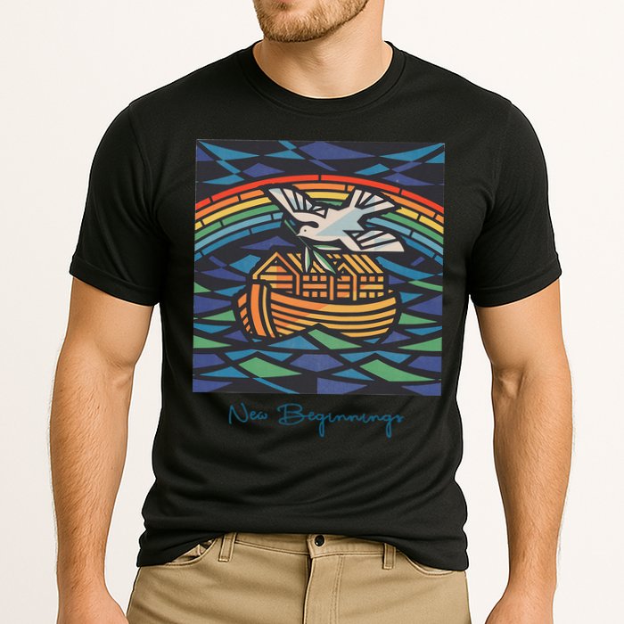 New Beginnings 1955 Noahs Ark Dove Of Peace Rainbow Art Cooling Performance Crew T-Shirt