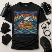 New Beginnings 1955 Noahs Ark Dove Of Peace Rainbow Art Cooling Performance Crew T-Shirt