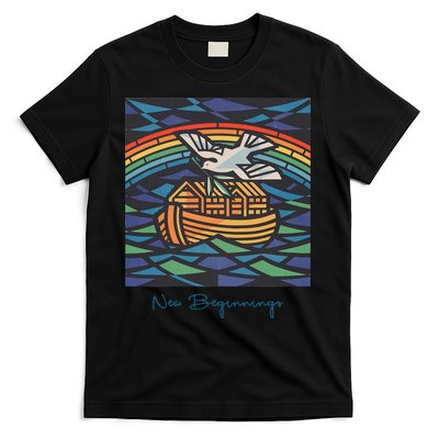 New Beginnings 1955 Noahs Ark Dove Of Peace Rainbow Art T-Shirt