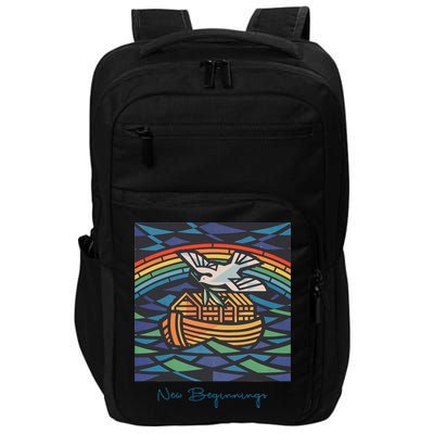 New Beginnings 1955 Noahs Ark Dove Of Peace Rainbow Art Impact Tech Backpack