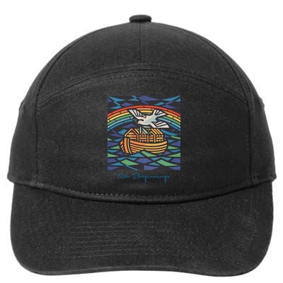 New Beginnings 1955 Noahs Ark Dove Of Peace Rainbow Art 7-Panel Snapback Hat