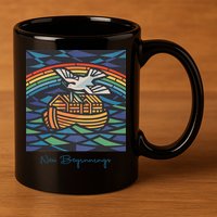 New Beginnings 1955 Noahs Ark Dove Of Peace Rainbow Art 11oz C Handle Ceramic Mug
