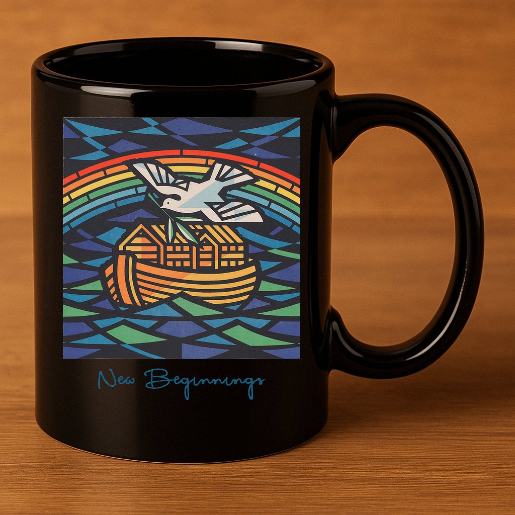New Beginnings 1955 Noahs Ark Dove Of Peace Rainbow Art 11oz C Handle Ceramic Mug