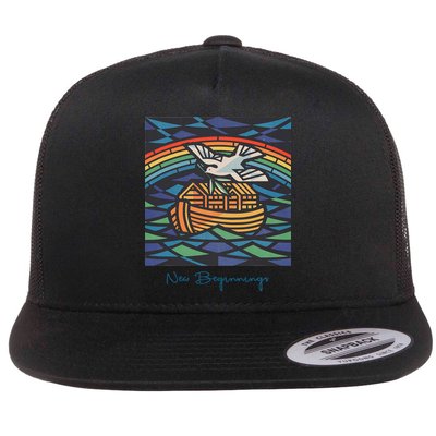 New Beginnings 1955 Noahs Ark Dove Of Peace Rainbow Art Flatbill Hat