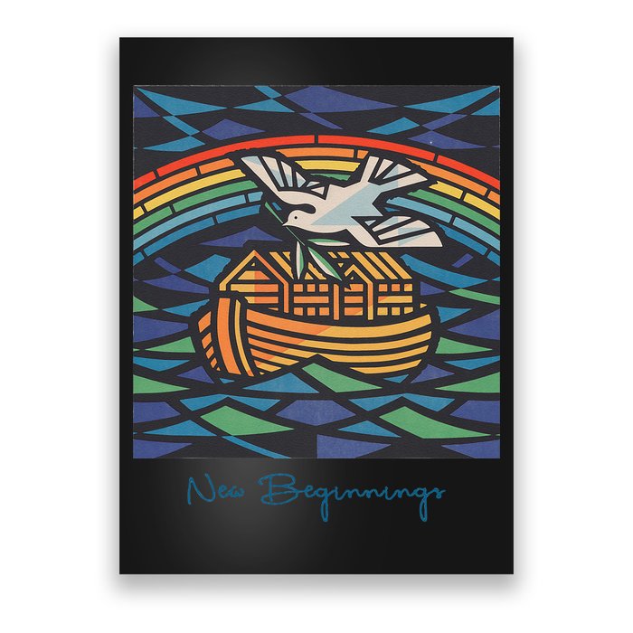 New Beginnings 1955 Noahs Ark Dove Of Peace Rainbow Art Poster