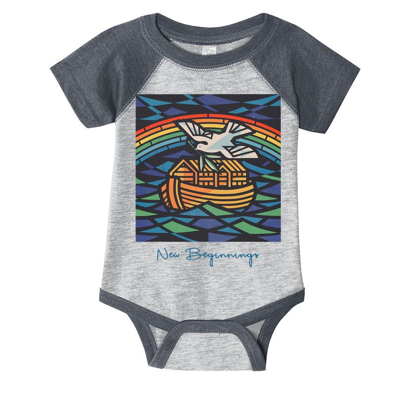 New Beginnings 1955 Noahs Ark Dove Of Peace Rainbow Art Infant Baby Jersey Bodysuit