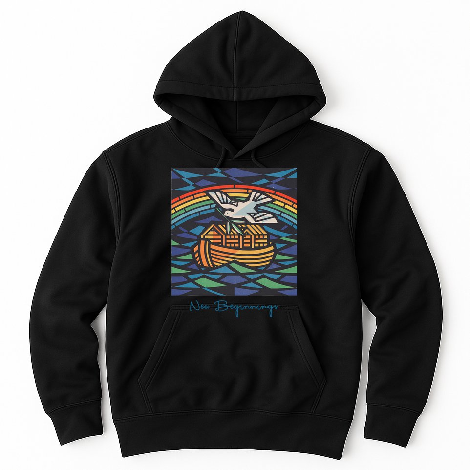 New Beginnings 1955 Noahs Ark Dove Of Peace Rainbow Art Hoodie