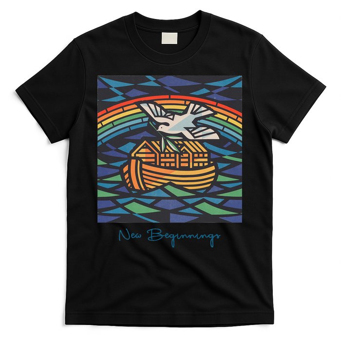 New Beginnings 1955 Noahs Ark Dove Of Peace Rainbow Art T-Shirt