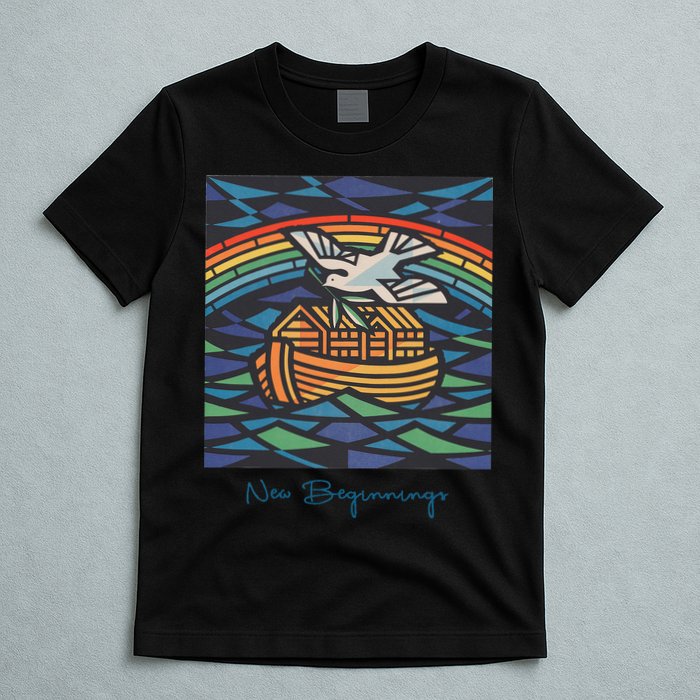New Beginnings 1955 Noahs Ark Dove Of Peace Rainbow Art T-Shirt