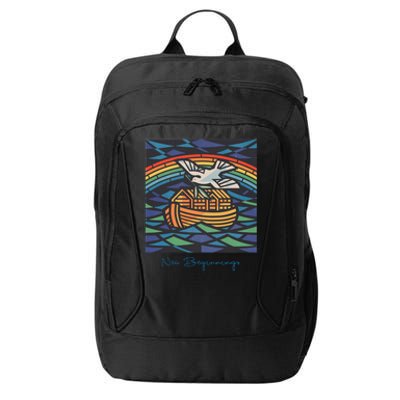 New Beginnings 1955 Noahs Ark Dove Of Peace Rainbow Art City Backpack