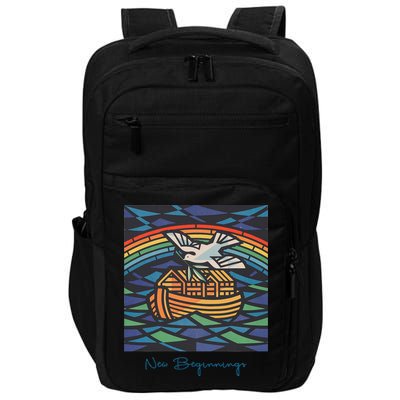 New Beginnings 1955 Noahs Ark Dove Of Peace Rainbow Art Impact Tech Backpack