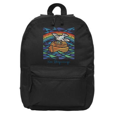 New Beginnings 1955 Noahs Ark Dove Of Peace Rainbow Art 16 in Basic Backpack