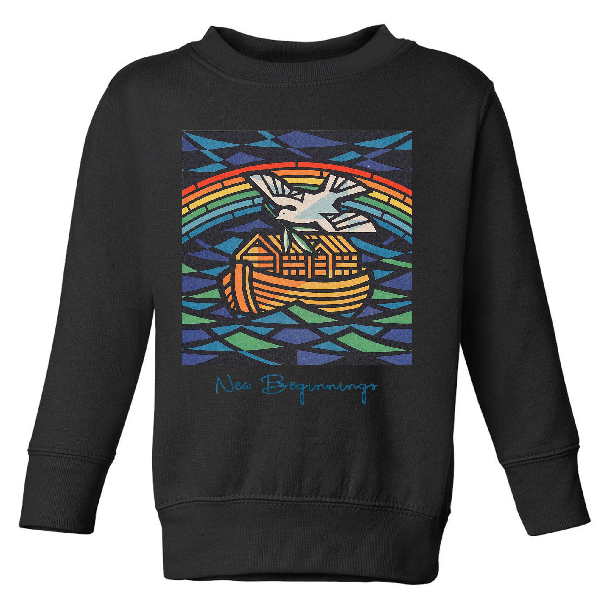 New Beginnings 1955 Noahs Ark Dove Of Peace Rainbow Art Toddler Sweatshirt