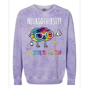 Neurodiversity Brain Autism Awareness Celebrate The Spectrum Colorblast Crewneck Sweatshirt