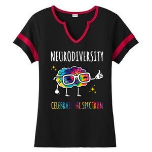 Neurodiversity Brain Autism Awareness Celebrate The Spectrum Ladies Halftime Notch Neck Tee