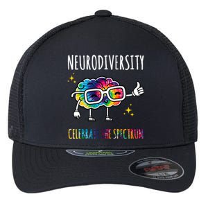 Neurodiversity Brain Autism Awareness Celebrate The Spectrum Flexfit Unipanel Trucker Cap