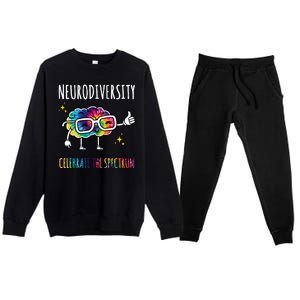 Neurodiversity Brain Autism Awareness Celebrate The Spectrum Premium Crewneck Sweatsuit Set