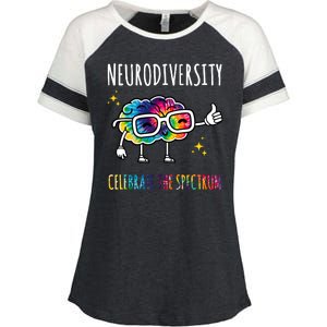 Neurodiversity Brain Autism Awareness Celebrate The Spectrum Enza Ladies Jersey Colorblock Tee