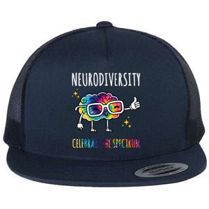 Neurodiversity Brain Autism Awareness Celebrate The Spectrum Flat Bill Trucker Hat