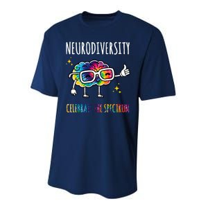 Neurodiversity Brain Autism Awareness Celebrate The Spectrum Performance Sprint T-Shirt