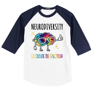 Neurodiversity Brain Autism Awareness Celebrate The Spectrum Baseball Sleeve Shirt