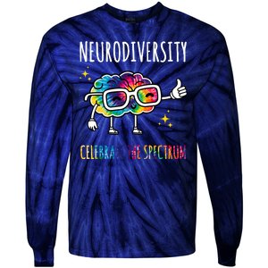 Neurodiversity Brain Autism Awareness Celebrate The Spectrum Tie-Dye Long Sleeve Shirt