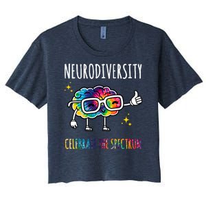 Neurodiversity Brain Autism Awareness Celebrate The Spectrum Women's Crop Top Tee