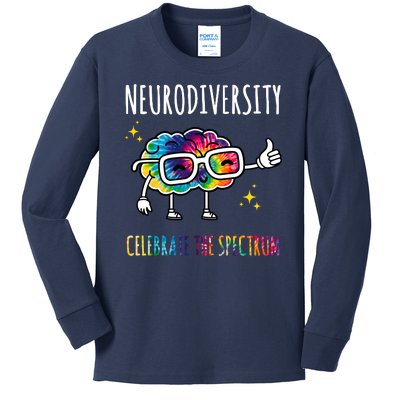 Neurodiversity Brain Autism Awareness Celebrate The Spectrum Kids Long Sleeve Shirt