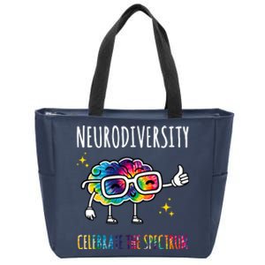 Neurodiversity Brain Autism Awareness Celebrate The Spectrum Zip Tote Bag