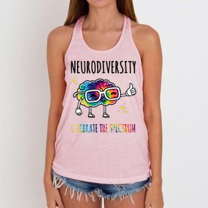 Neurodiversity Brain Autism Awareness Celebrate The Spectrum Women's Knotted Racerback Tank