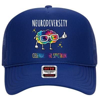 Neurodiversity Brain Autism Awareness Celebrate The Spectrum High Crown Mesh Back Trucker Hat