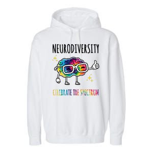 Neurodiversity Brain Autism Awareness Celebrate The Spectrum Garment-Dyed Fleece Hoodie