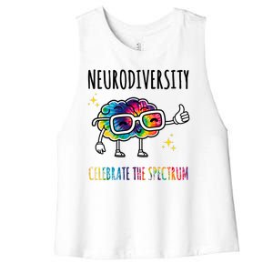 Neurodiversity Brain Autism Awareness Celebrate The Spectrum Women's Racerback Cropped Tank