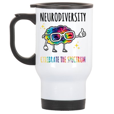 Neurodiversity Brain Autism Awareness Celebrate The Spectrum Stainless Steel Travel Mug