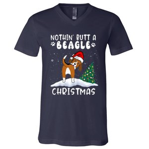 Nothing Butt A Beagle Dog Christmas Santa Hat Funny Xmas Gift V-Neck T-Shirt