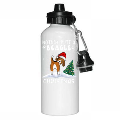 Nothing Butt A Beagle Dog Christmas Santa Hat Funny Xmas Gift Aluminum Water Bottle 