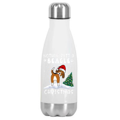 Nothing Butt A Beagle Dog Christmas Santa Hat Funny Xmas Gift Stainless Steel Insulated Water Bottle