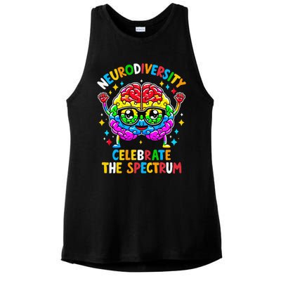 Neurodiversity Brain Autism Awareness Ladies PosiCharge Tri-Blend Wicking Tank