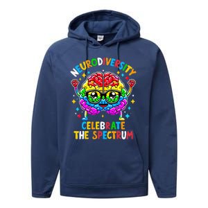 Neurodiversity Brain Autism Awareness Performance Fleece Hoodie