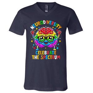 Neurodiversity Brain Autism Awareness V-Neck T-Shirt