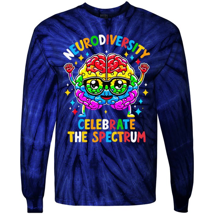 Neurodiversity Brain Autism Awareness Tie-Dye Long Sleeve Shirt