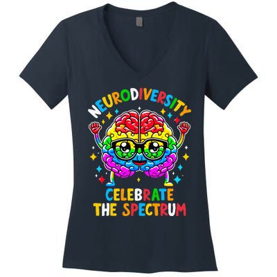 Neurodiversity Brain Autism Awareness Women's V-Neck T-Shirt